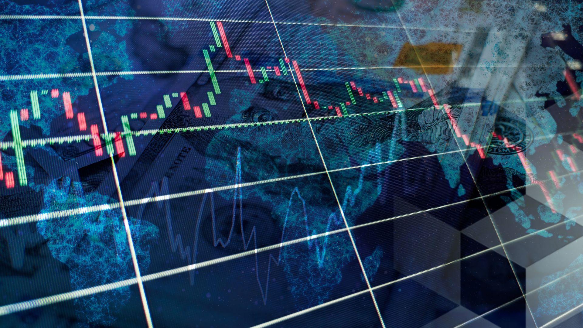 Data lines overlaid on a globe