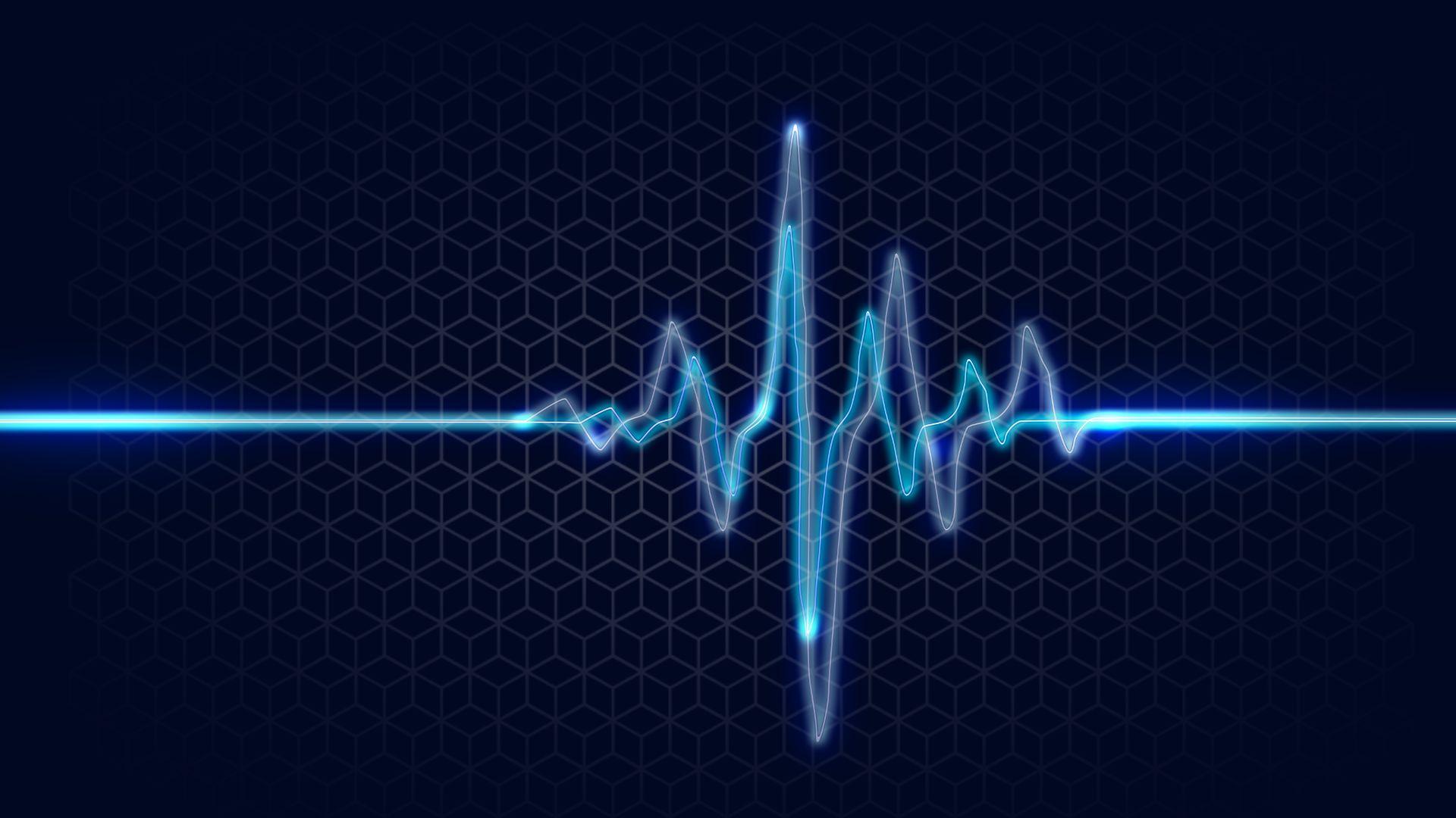a digital pulse on a dark blue background